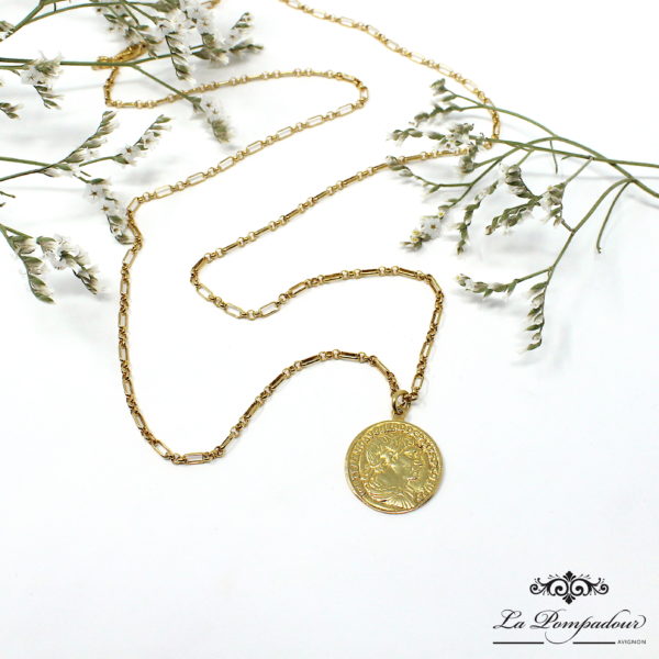 Sautoir médaille romaine gold