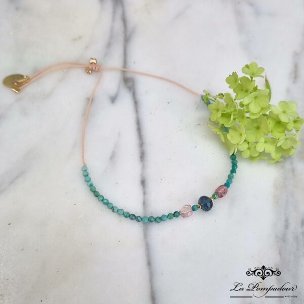 Bracelet London Topaze Tourmalines Turquoises. Fabrication Française. By Johanne