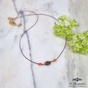Collier Andalousite Corail Bamboo. Fabrication Française.