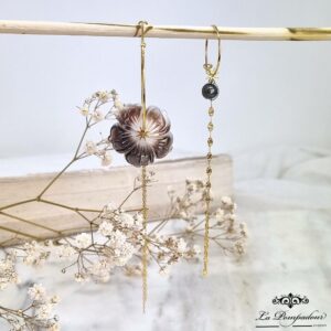Créoles asymétriques fleur nacre et perle – RK