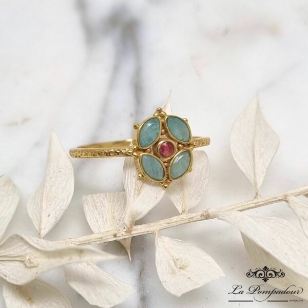 Bague fleur amazonite - LP