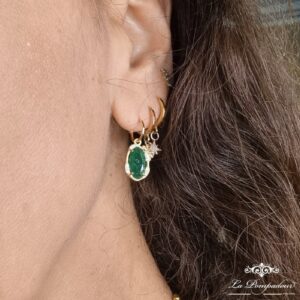 Boucles d'oreilles Josephine Jade. Jade et zircons. Louise Hendricks