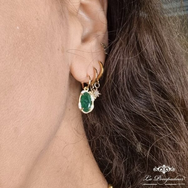 Boucles d'oreilles Josephine Jade. Jade et zircons. Louise Hendricks