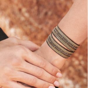 Bracelet double tour kaki antique gold - Marie laure Chamorel