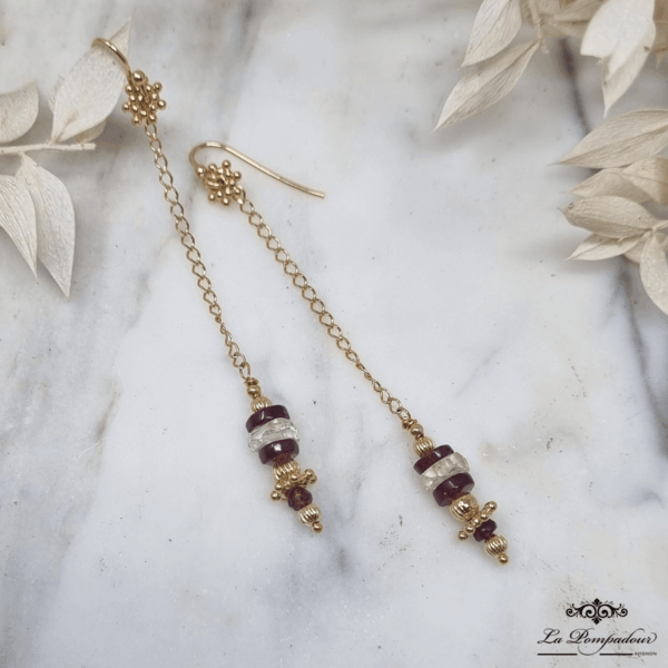 Boucles d'oreilles Daphne Longues Grenat Citrine - LP