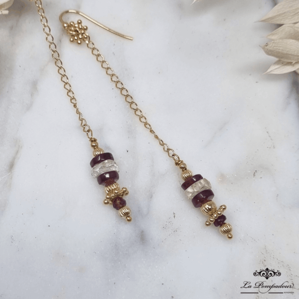 Boucles d'oreilles Daphne Longues Grenat Citrine - LP