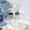 Boucles d'oreilles kyanite et aquamarine. Plaqué or 3 microns