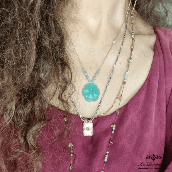 Collier Fleur Aquacalcédoine