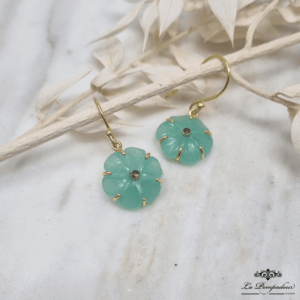 Boucles d'oreilles Fleur Aquacalcédoine  - NK