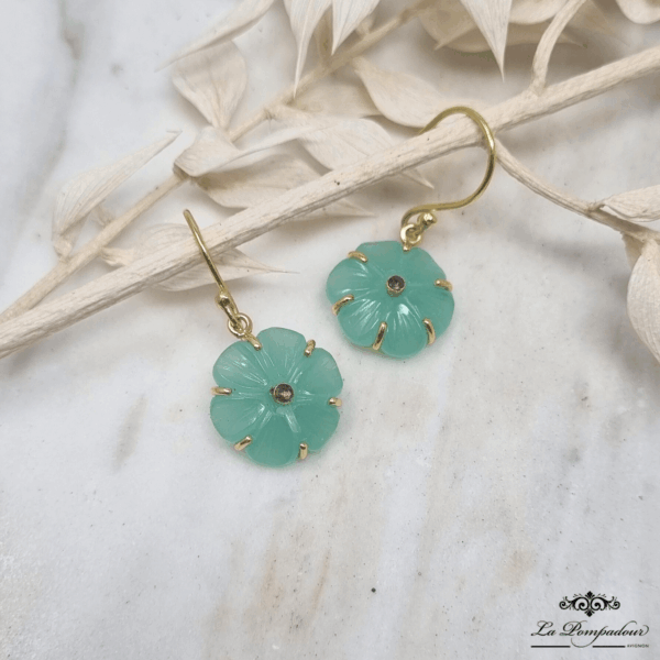 Boucles d'oreilles Fleur Aquacalcédoine  - NK