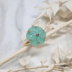 Bague Fleur Aquacalcédoine  – NK