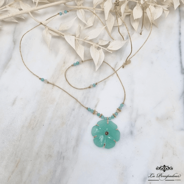 Collier Fleur Aquacalcédoine