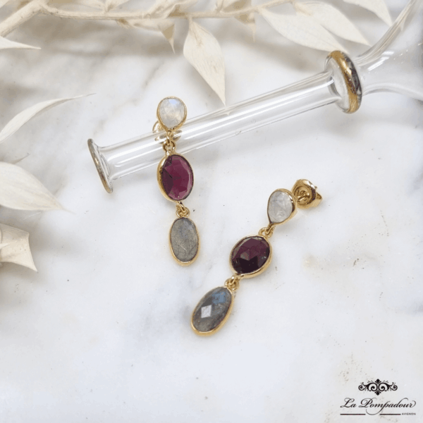 Boucles d'oreilles Lune grenat Labra - NK