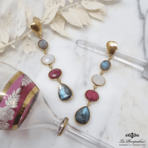 Boucles d'oreilles Labra Lune Rubis - NK