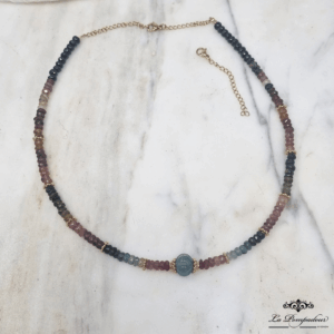 Collier tourmalines et fluorite citrouille