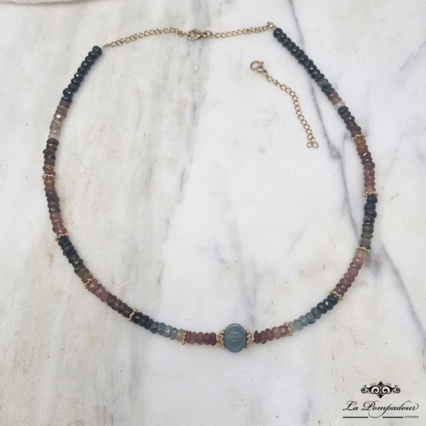 Collier tourmalines et fluorite citrouille