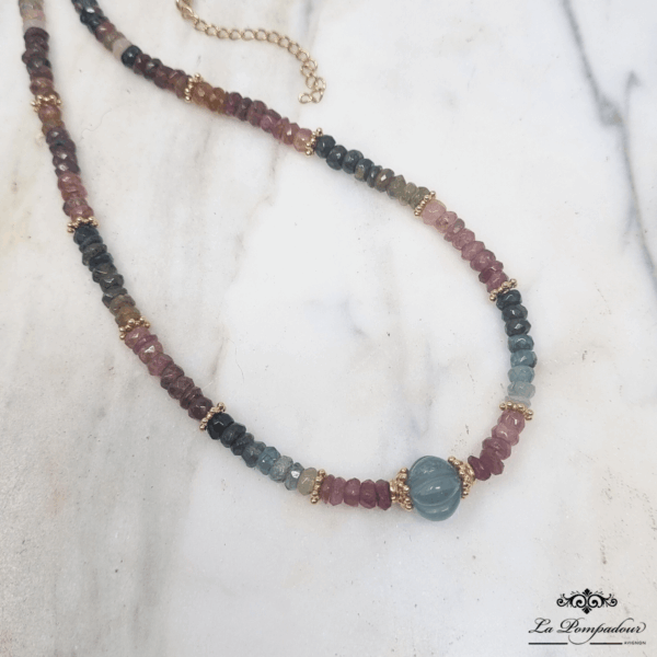 Collier tourmalines et fluorite citrouille
