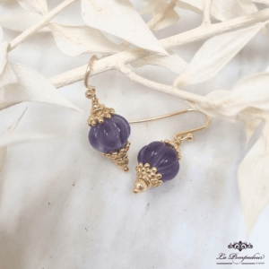 Boucles d'oreilles Fluorite Citrouille Mauve - LP