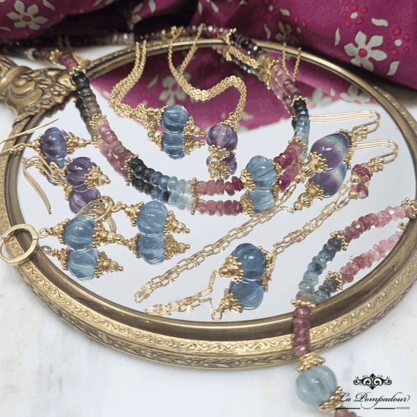 Bijoux tourmalines et fluorite citrouille