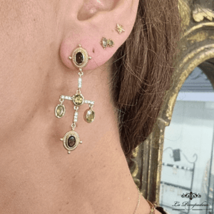 Boucles d'oreilles Pavia. Peridot et Quartz fumé. Diaperis Paris