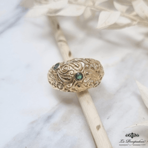 Bague arabesque - LP. Zircons de couleurs. Plaqué or 3 microns