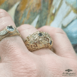 Bague arabesque - LP. Zircons de couleurs. Plaqué or 3 microns