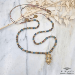 Sautoir Cylindre Turquoise & Lapis - SP