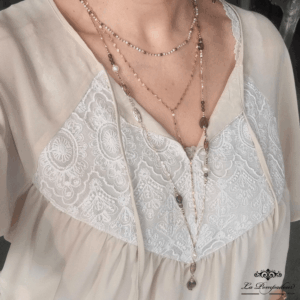 Sautoir Asymétrique Marquise Quartz Fumé & Perles ​